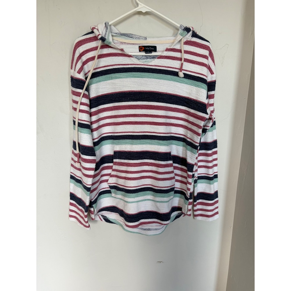 Indigo Poppy Womens Striped Knit Hoodie Pullover‎ Multicolor Large M51-0216C